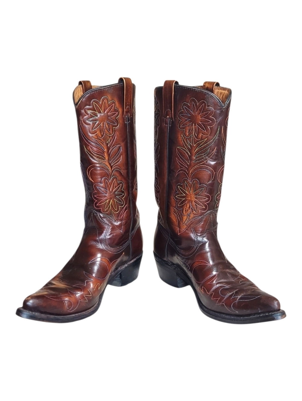 Vintage Rodeo Cowboy Boots Patent Leather Rainbow Peacock Men's